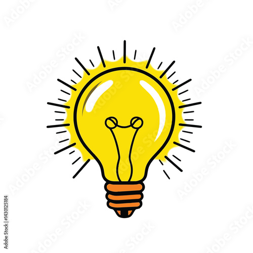 Yellow light bulb illustration for idea generation and creative thinking concept design and innovation 100