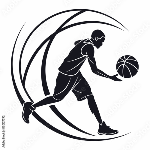 Female Basketball Player Dribbling Ball Isolated Vector Athlete Illustration Sportswoman