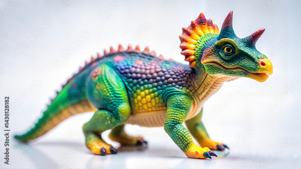 Obraz premium Colorful toy dinosaur on white background