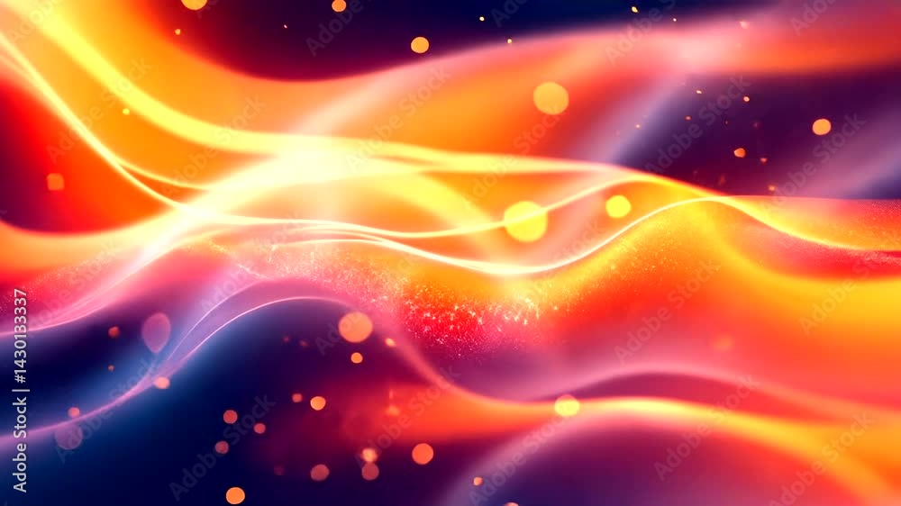 Colorful abstract waves with glowing particles in motion (1)