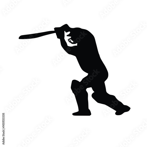 Cricket Player Silhouette Vector on white background