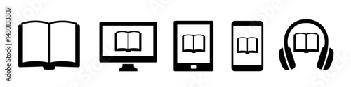 Book icon. E book icon set.