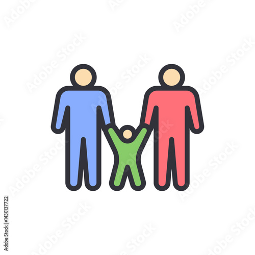 Child protection colored icons, minimalist vector illustration ,simple transparent graphic element .Isolated on white background
