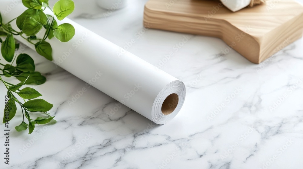Rolls of adhesive marble contact paper in white and grey tones, perfect for home decor DIYs