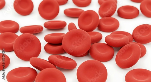 A 3D Illustration of Red Blood Cells Isolated on White Background for Medical science 