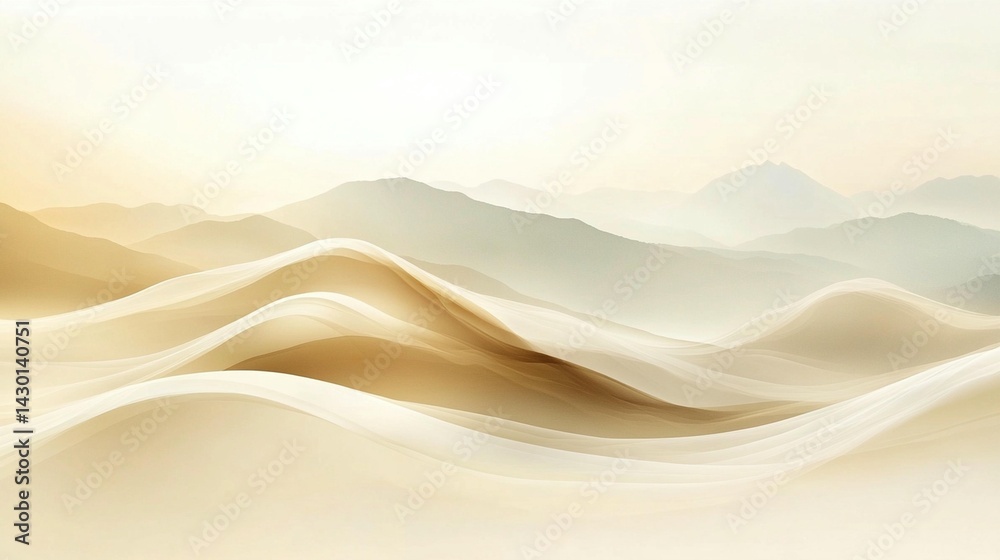 Serene abstract landscape cream beige gray flowing lines minimalist background design Serene abstract landscape cream beige gray flowing lines minimalist background design