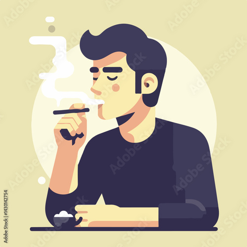 vector image of a person smoking