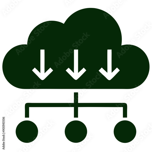 Cloud Storage Icon Silhouette Vector Illustration on Transparent Background PNG Image  