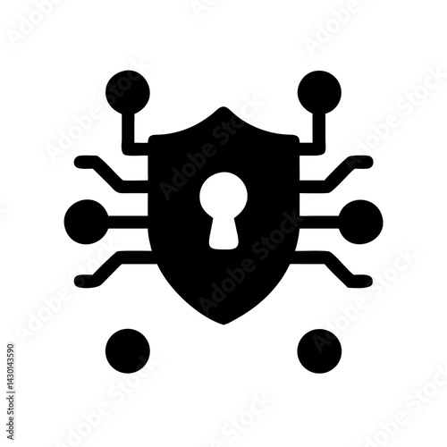Cybersecurity Secure Icon Silhouette Vector Illustration on Transparent Background PNG Image  
