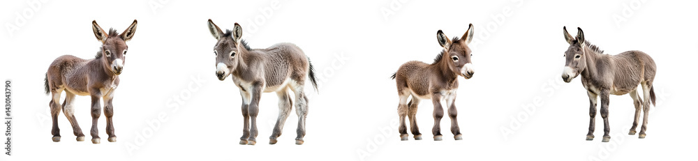 Four adorable donkeys with transparent background Four adorable donkeys with transparent background