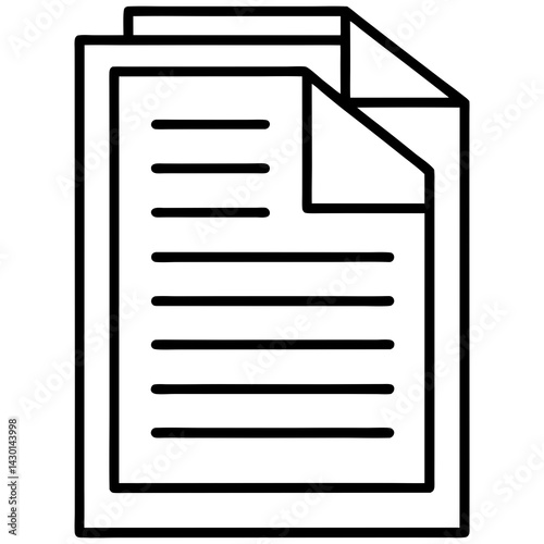 Stack of papers illustration, outline style, monochrome color, vector graphic design, copy space