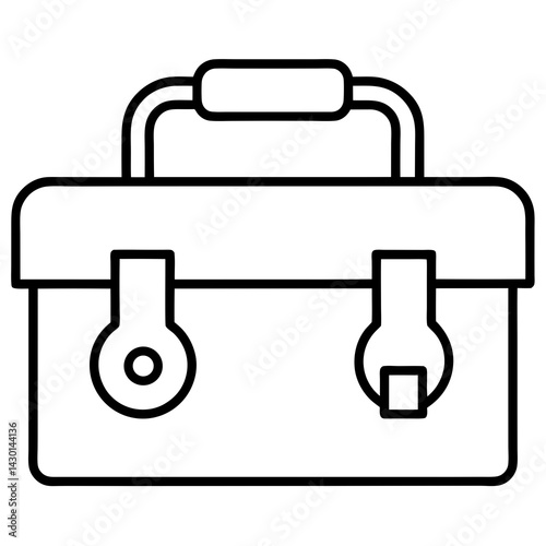 Toolbox illustration, outline style, monochrome color, vector graphic design, copy space