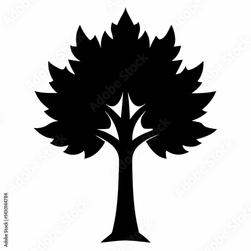 Maple Tree Green trees flat vector illustration. Beautiful green leaves isolated on white. Spring time trees. Natural forest plant.