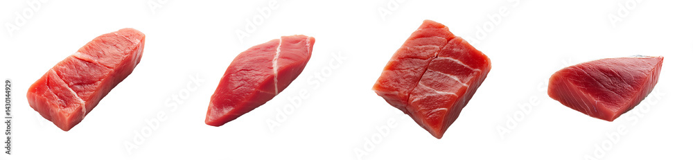 Cuts of fresh tuna ready for preparation and presentation Cuts of fresh tuna ready for preparation and presentation