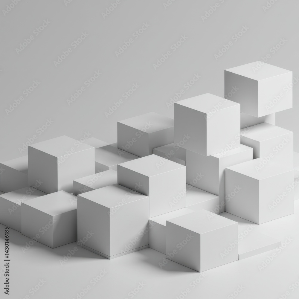 Abstract White Cube Composition Minimalist 3D Render Geometric Shapes Design Modern Architecture Abstract White Cube Composition Minimalist 3D Render Geometric Shapes Design Modern Architecture