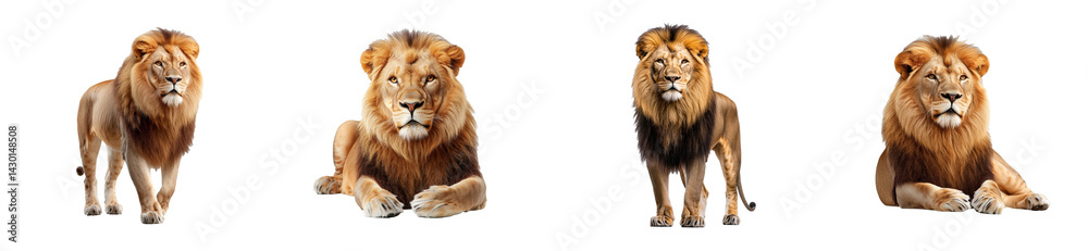 Majestic lions in various poses with transparent background Majestic lions in various poses with transparent background