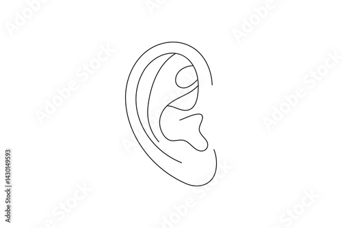 
Human ear continuous one line art outline vector minimalist design
