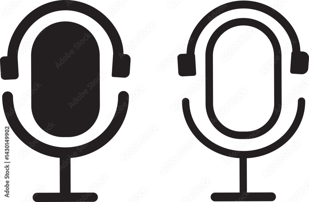 Podcast microphone icons. voice icon symbol buttons. Icon microphone and headphones. Vector icons
Podcast microphone icons. voice icon symbol buttons. Icon microphone and headphones. Vector icons