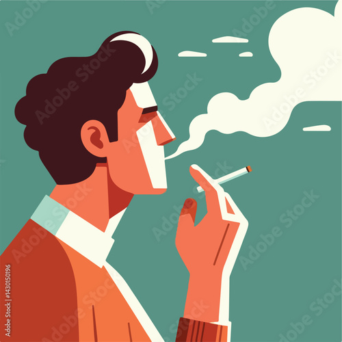 vector image of a person smoking
