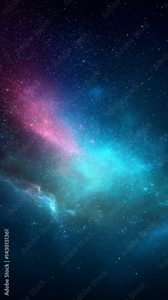 Fototapeta premium Stunning illustration of starry cosmos. Colorful nebula swirls galaxies star clusters planets cosmic clouds in vast outer space. Fantastic banner background of starry night sky suitable