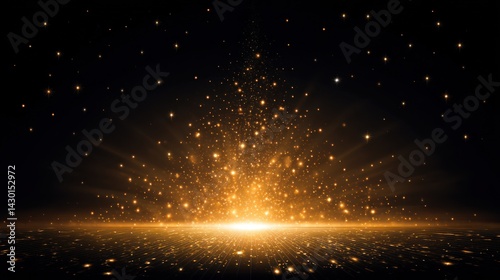 Sparkling golden explosion on black background