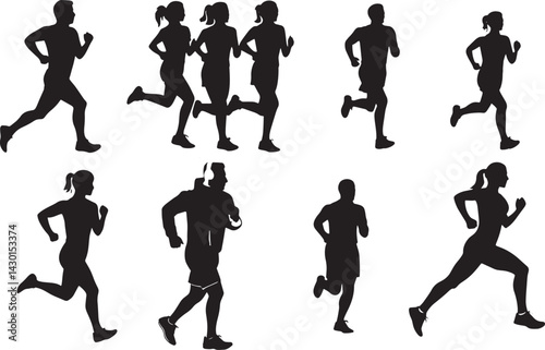 running people silhouettes