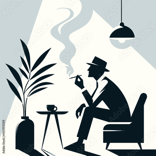vector image of a person smoking