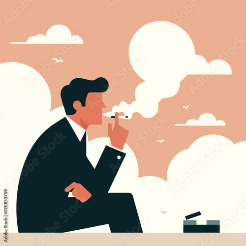 vector image of a person smoking