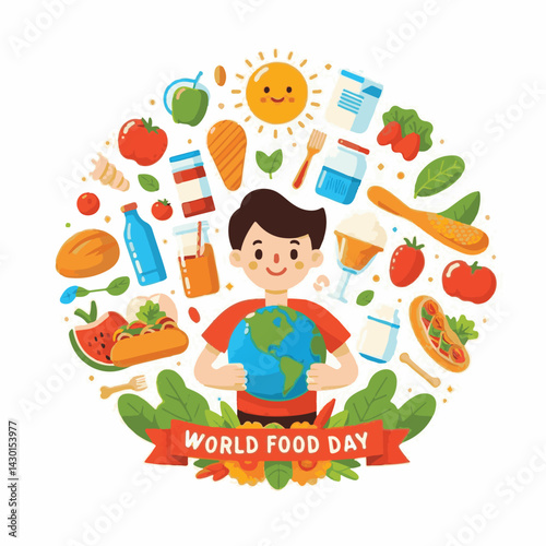world, fresh, nutrition, healthy, health, diet, background, day, organic, vegetable, food, poster, vegetarian, illustration, earth, concept, meal, world food day, symbol, green, nature, event, banner,