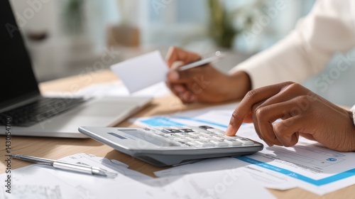 Wallpaper Mural Calculating finances at home office Torontodigital.ca