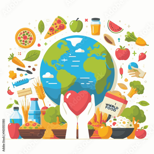 world, fresh, nutrition, healthy, health, diet, background, day, organic, vegetable, food, poster, vegetarian, illustration, earth, concept, meal, world food day, symbol, green, nature, event, banner,