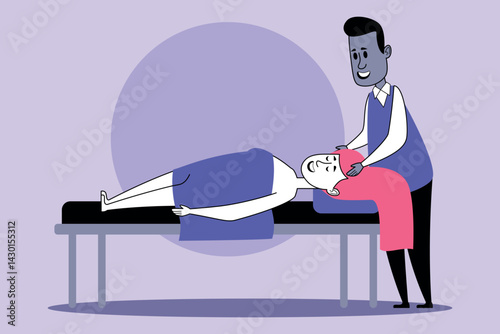 Professional giving relaxing beauty treatment to client on massage table. Stress relief concept