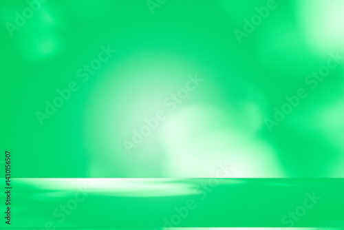 Wall interior background, studio and backdrops show products. with leaf shadow from window color green and white. background for text insertion and presentation of product	
