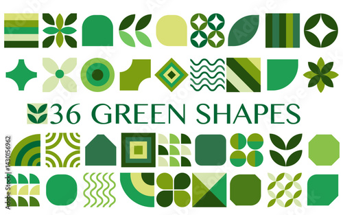 Set of bauhaus geometric shapes, pattern in tiles, decorative abstract art, banner, wallpaper, concept background print, minimalist shape texture, geometry collage.