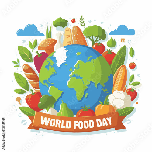 world, fresh, nutrition, healthy, health, diet, background, day, organic, vegetable, food, poster, vegetarian, illustration, earth, concept, meal, world food day, symbol, green, nature, event, banner,
