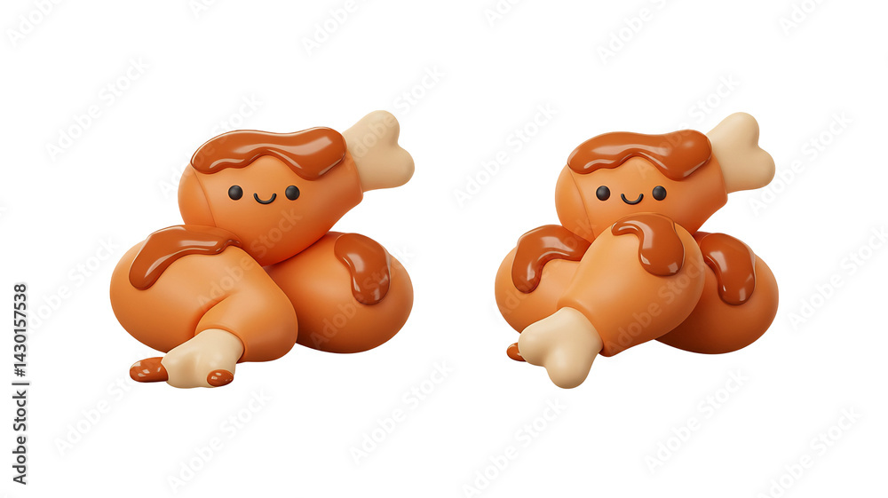 Obraz premium 可愛い焼き鳥 3Dレンダリング 温かい色合い