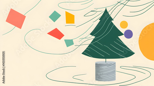 Minimalist style Christmas,Christmas, decoration, Christmas tree,holiday, xmas,winter, decorations,celebration, presents,gift, Santa Claus,ornaments,december,seasonal,art,happy,new year