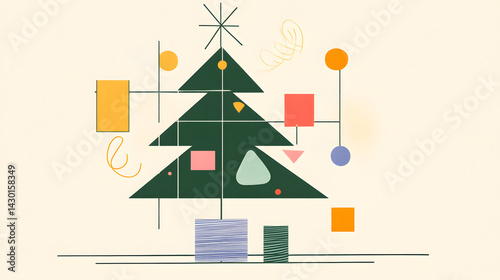 Minimalist style Christmas,Christmas, decoration, Christmas tree,holiday, xmas,winter, decorations,celebration, presents,gift, Santa Claus,ornaments,december,seasonal,art,happy,new year