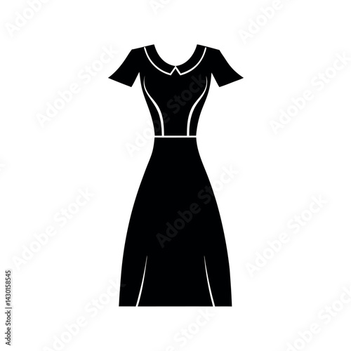 midi dress black vector silhouette