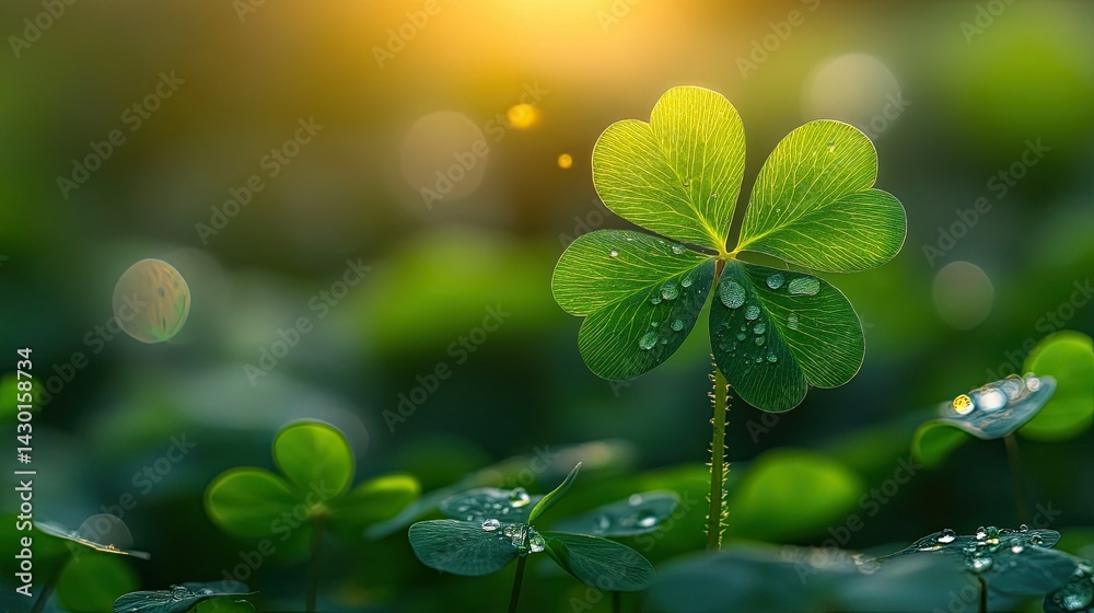 Rare and lucky four-leaf clover with rich green hues, symbolizing good fortune, prosperity, and nature Rare and lucky four-leaf clover with rich green hues, symbolizing good fortune, prosperity, and nature