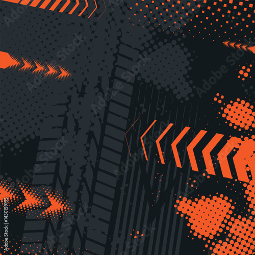 Tire track orange halftone wallpaper