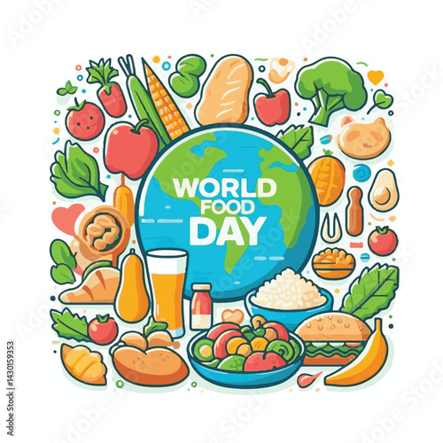 world, fresh, nutrition, healthy, health, diet, background, day, organic, vegetable, food, poster, vegetarian, illustration, earth, concept, meal, world food day, symbol, green, nature, event, banner,