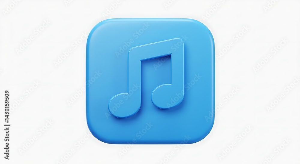 Blue Music Note on Square Shape Blue Music Note on Square Shape