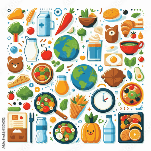 world, fresh, nutrition, healthy, health, diet, background, day, organic, vegetable, food, poster, vegetarian, illustration, earth, concept, meal, world food day, symbol, green, nature, event, banner,