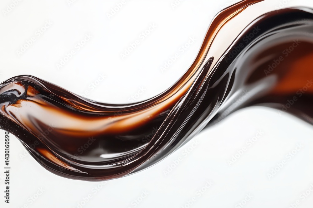 Obraz premium Chocolate liquid flowing smoothly on white background
