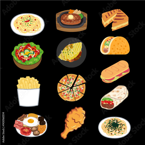 Western food themed stickers, there are various western foods in the world