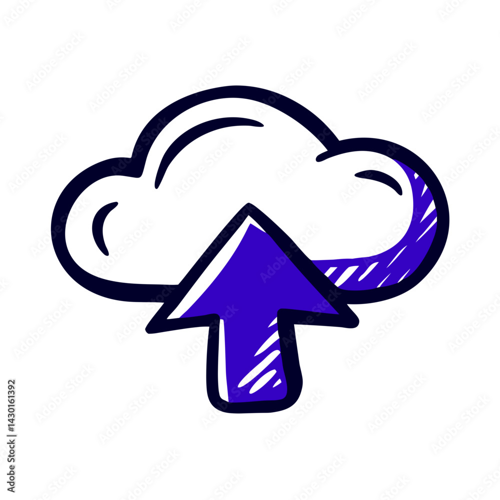 Cloud upload icon with an upward arrow indicating data transfer, digital storage, cloud technology Cloud upload icon with an upward arrow indicating data transfer, digital storage, cloud technology