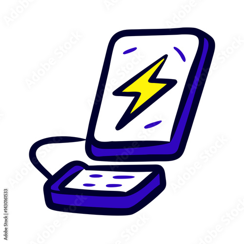 Charging dock with a lightning bolt symbol, minimalistic design, technology concept for electronic devices
