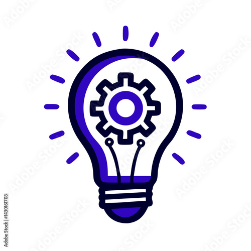 Innovation bulb with a gear symbolizing creativity and technology, ideal for showcasing ideas and inventions