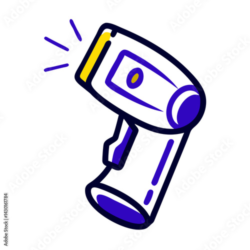 Laser sensor illustration in a modern graphic style with vibrant colors and clean lines, technology concept
